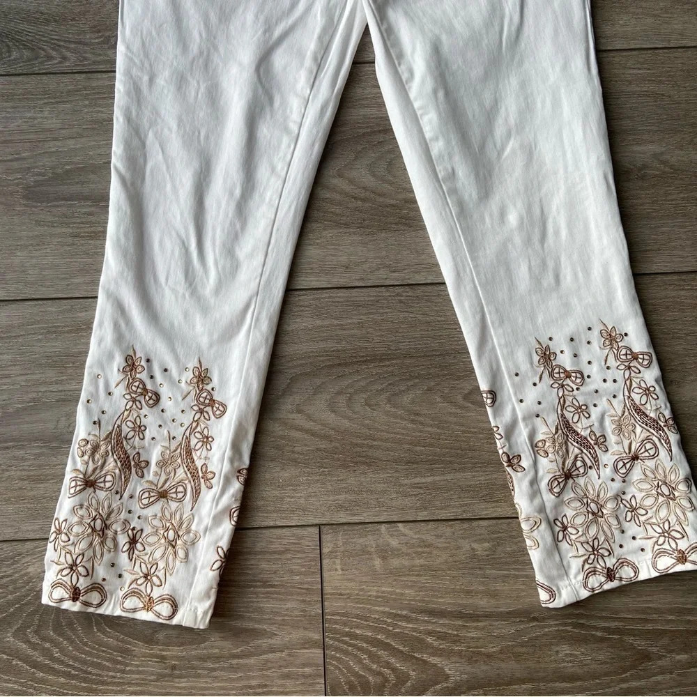 Joseph Ribkoff Embroidered Leg Jean - Picture 8 of 15